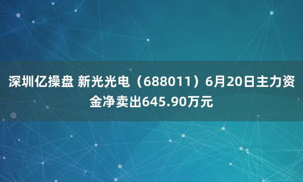 深圳亿操盘 新光光电（688011）6月20日主力资金净卖出645.90万元
