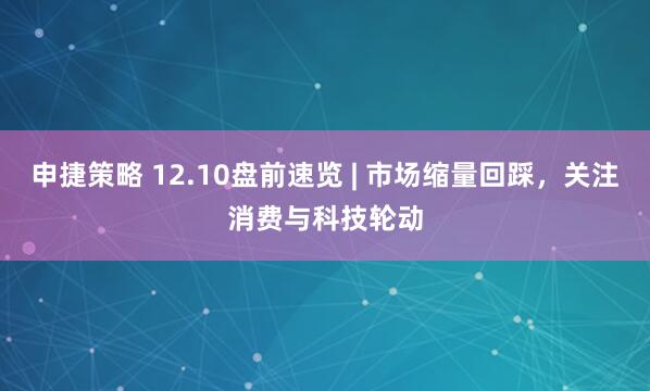 申捷策略 12.10盘前速览 | 市场缩量回踩,关注消费与科技轮动